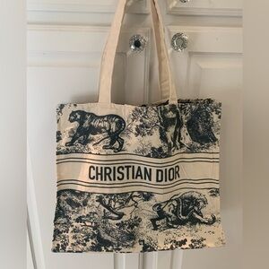 Christian Dior Dioriviera  Navy on Cream Canvas Tote Bag